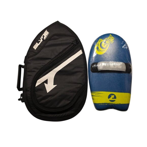 Slyde The Grom Handboard & Bag Case Bodysurfing Blue Yellow 17.5